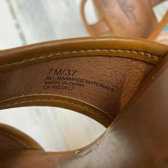 Lucky Brand Wedge Sandal Womens 7M 37 Multicolor Boho Weave - Picture 5 of 7